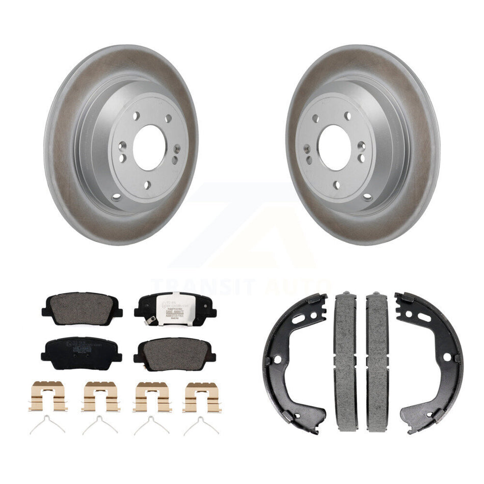 Rear Disc Coated Rotors Ceramic Pads Parking Brake Shoes Kit For Kia Stinger Genesis G70 KGT-103626