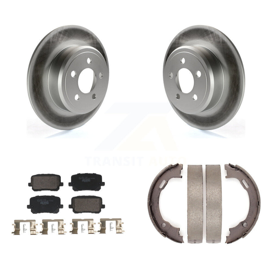 Rear Disc Coated Rotors Ceramic Pads And Parking Brake Shoes Kit For Dodge Charger KGT-103628