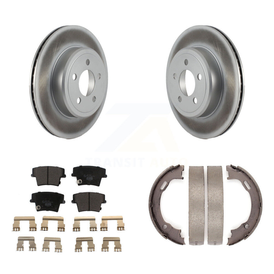 Rear Disc Coated Rotors Ceramic Pads And Parking Shoes Kit For Dodge Chrysler 300 Charger KGT-103630