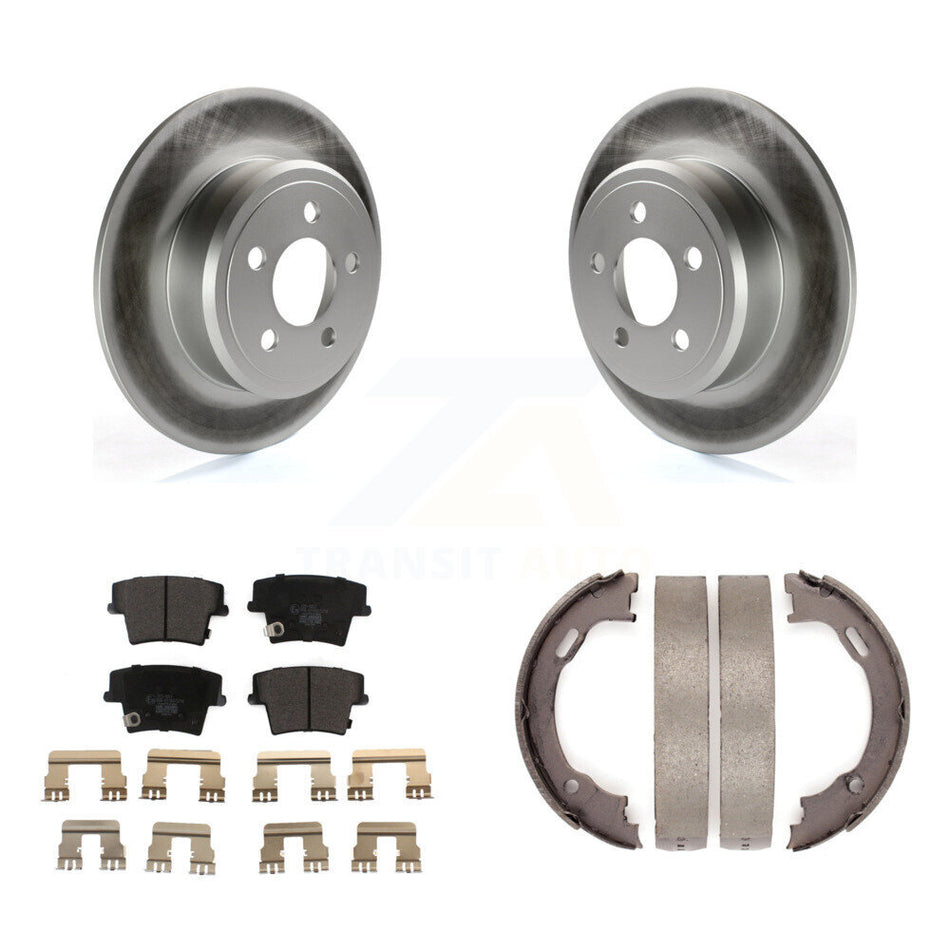 Rear Disc Coated Rotors Ceramic Pads And Parking Shoes Kit For Dodge Chrysler 300 Charger KGT-103632
