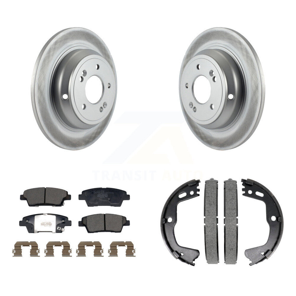 Rear Disc Coated Rotors Ceramic Pads & Parking Shoes Kit For 18-20 Genesis G80 3.8L 5.0L KGT-103639