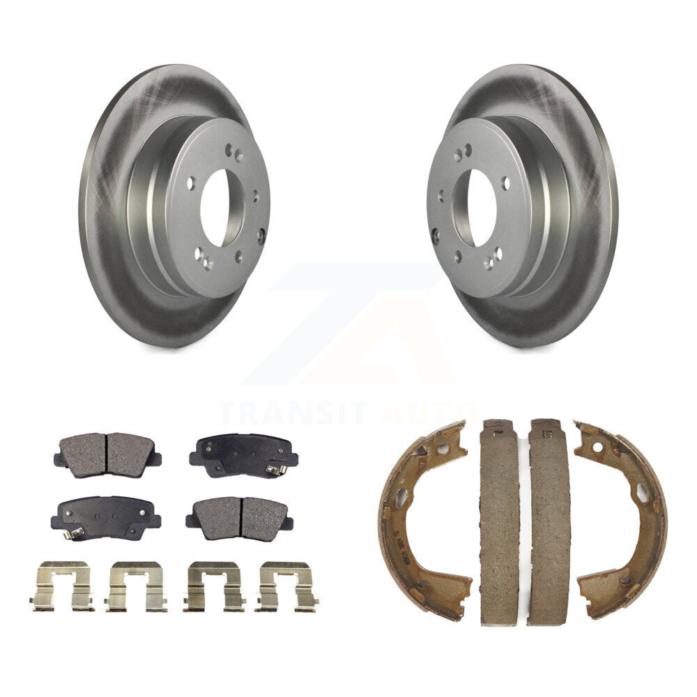 Rear Disc Coated Rotors Ceramic Pads And Parking Shoes Kit For Hyundai Sonata Kia Optima KGT-103647