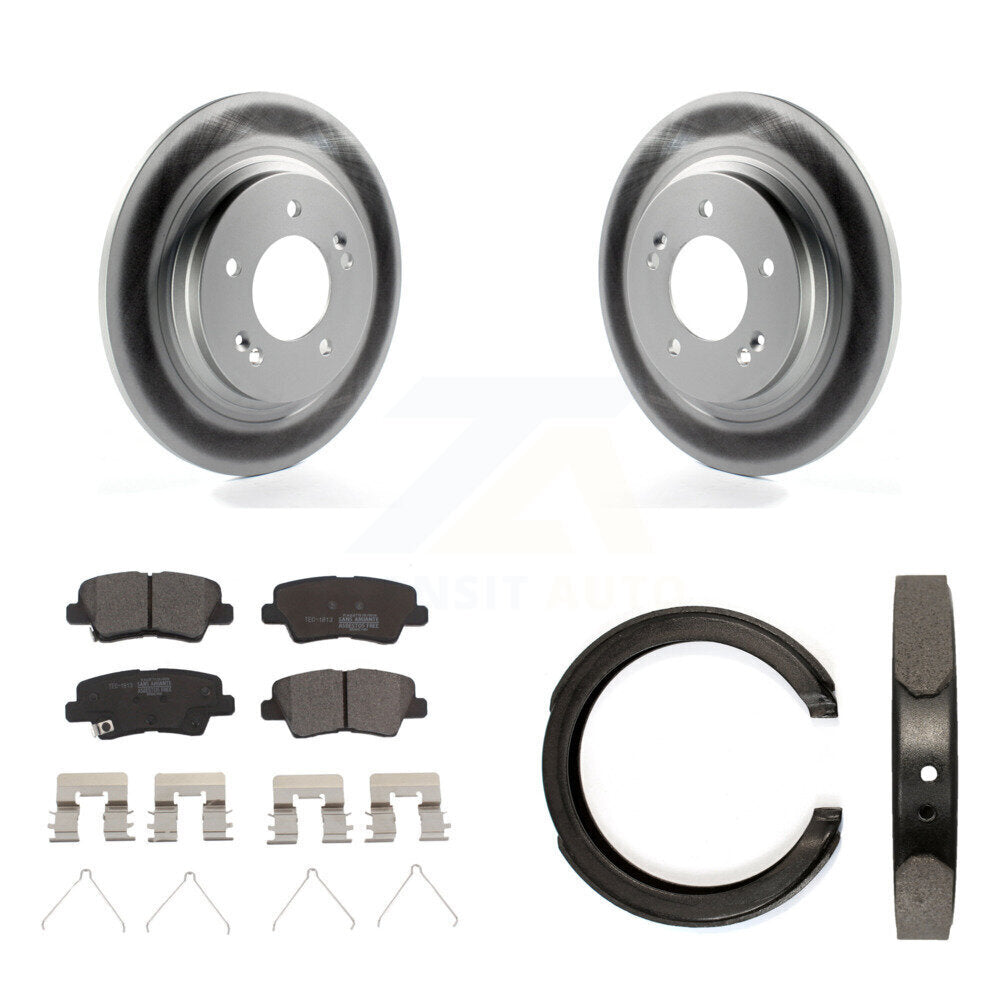 Rear Disc Coated Rotors Ceramic Pads And Parking Brake Shoes Kit For Kia Optima KGT-103648