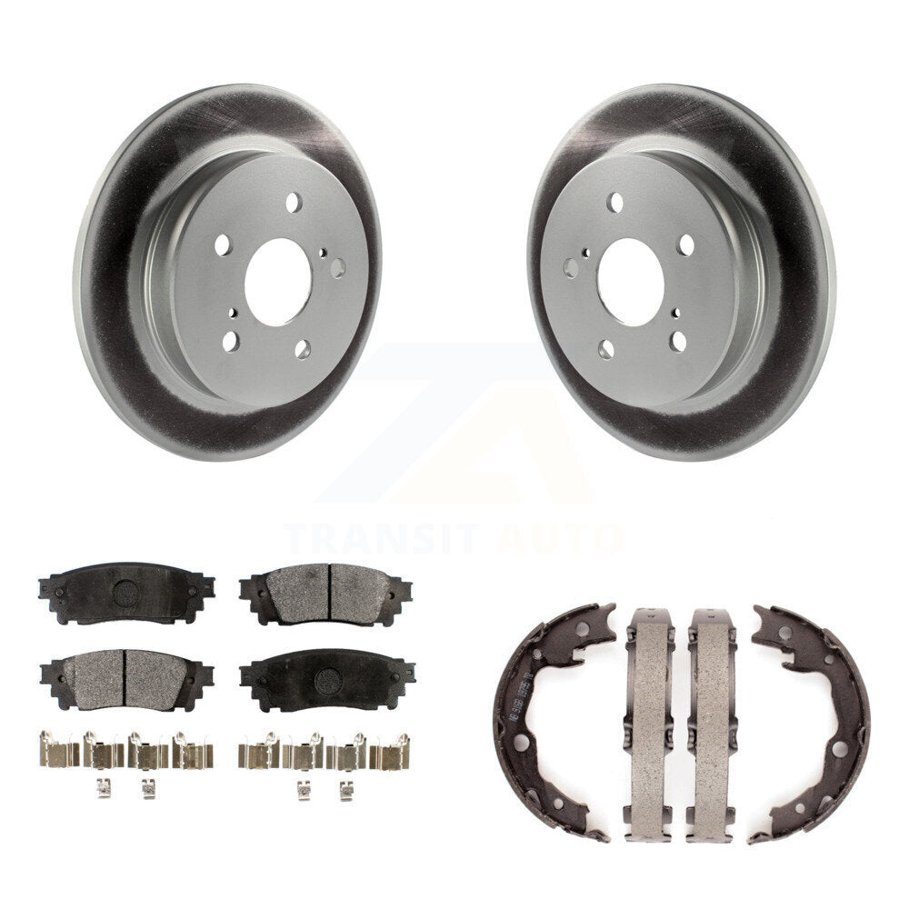 Rear Disc Coated Rotors Ceramic Pads And Parking Brake Shoes Kit For Toyota Camry RAV4 KGT-103653