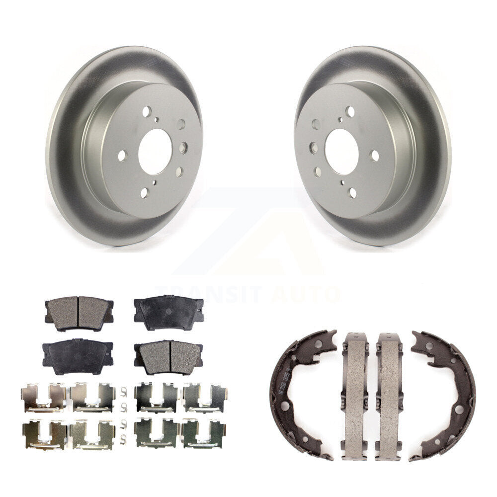 Rear Disc Coated Rotors Ceramic Pads And Parking Brake Shoes Kit For Toyota Camry KGT-103654