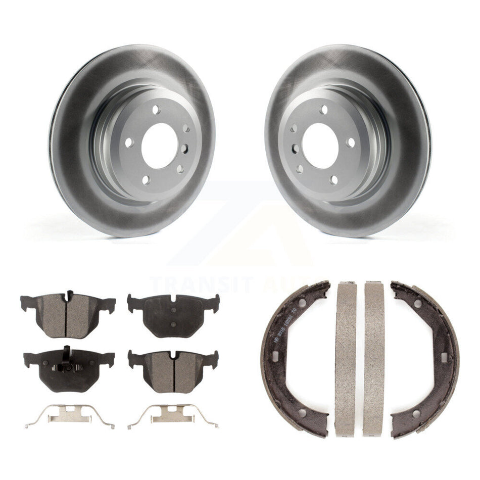 Rear Disc Coated Rotors Ceramic Pads Parking Shoes Kit For BMW X1 335i xDrive 335xi 330i KGT-103672