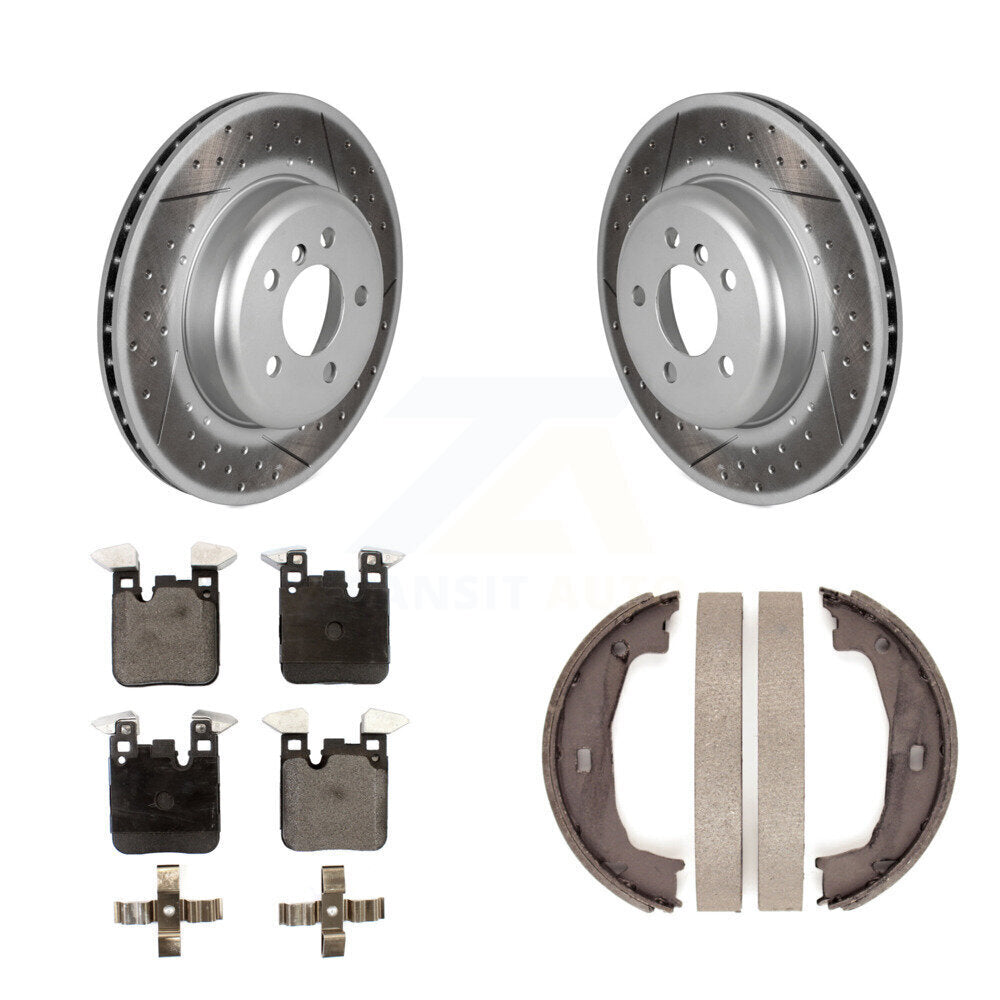 Rear Disc Coated Rotors Ceramic Pads And Parking Brake Shoes Kit For BMW 428i xDrive 328i KGT-103680