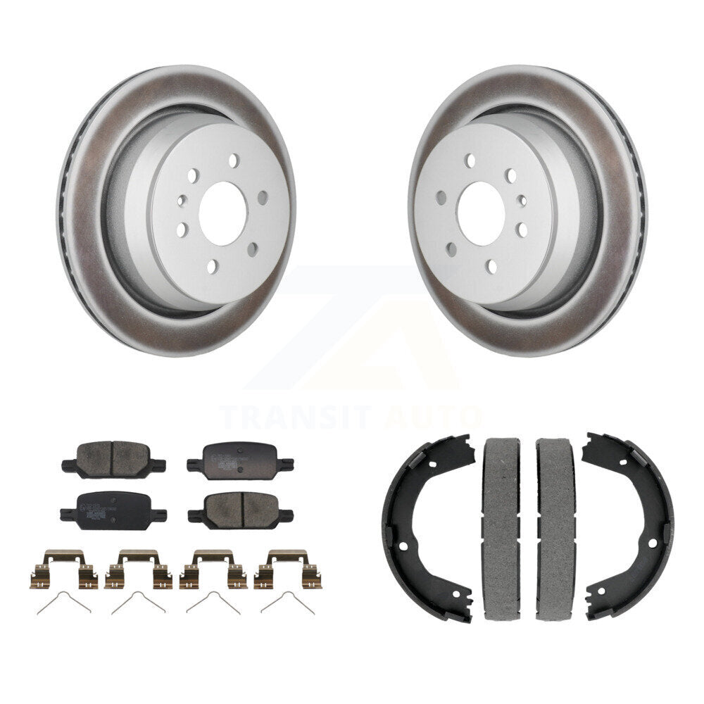 Rear Disc Coated Rotors Ceramic Pads Parking Shoes Kit For Chevrolet Colorado GMC Canyon KGT-103690