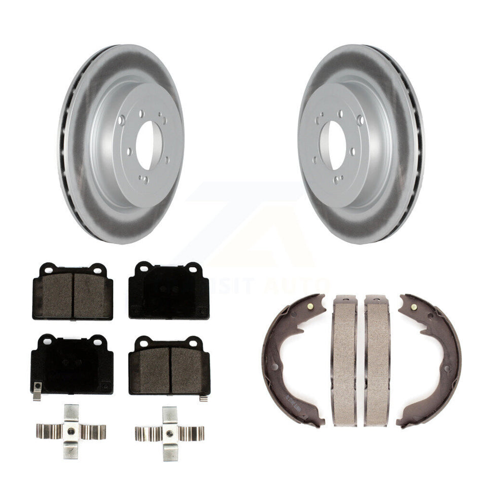 Rear Disc Coated Rotors Ceramic Pads And Parking Brake Shoes Kit For Mitsubishi Lancer KGT-103704
