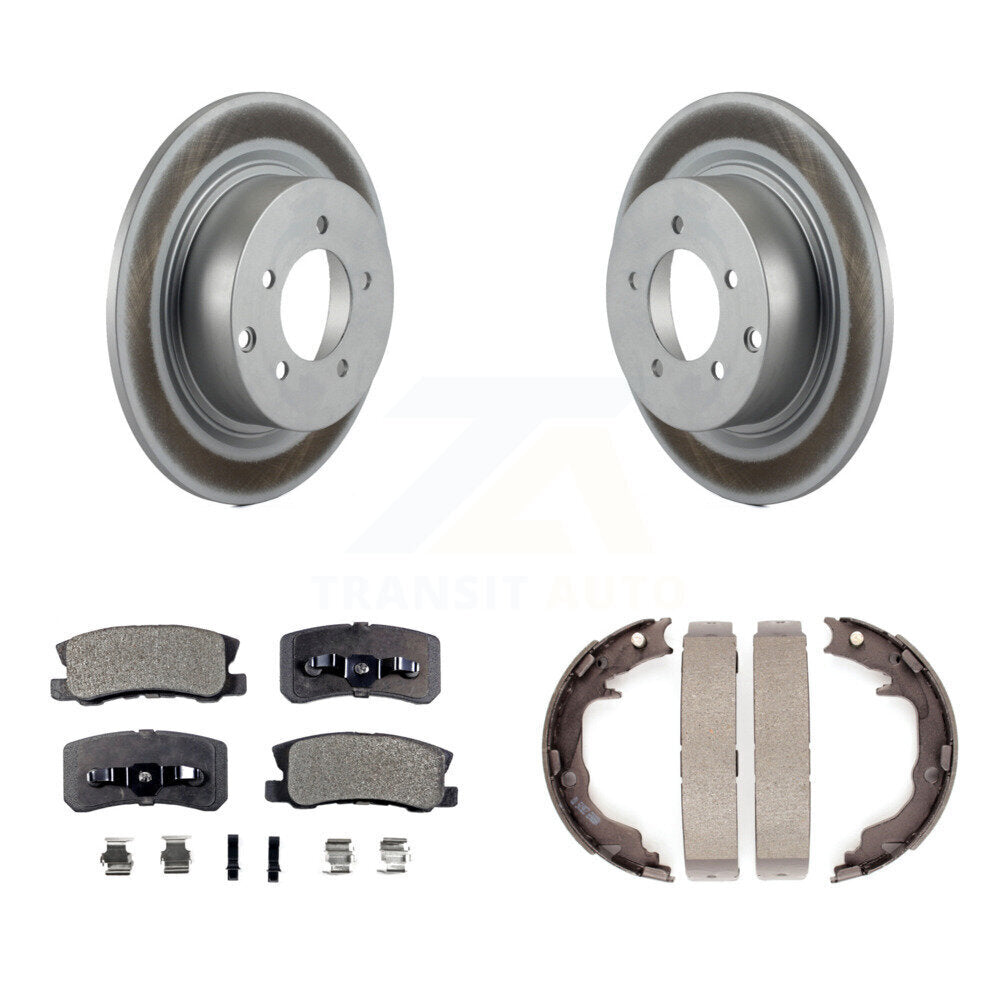 Rear Disc Coated Rotors Ceramic Pads Parking Shoes Kit For Jeep Mitsubishi Patriot Lancer KGT-103705