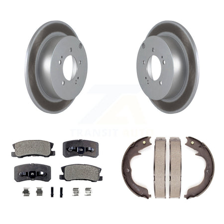 Rear Disc Coated Rotors Ceramic Pads & Parking Shoes Kit For Mitsubishi Lancer Outlander KGT-103706