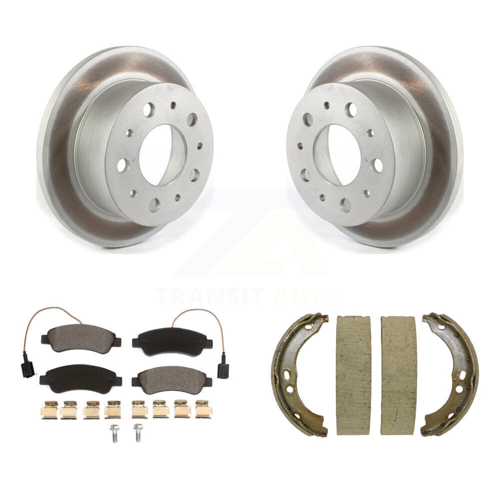 Rear Disc Coated Rotors Ceramic Pads & Parking Shoes Kit For Ram ProMaster 2500 3500 1500 KGT-103709
