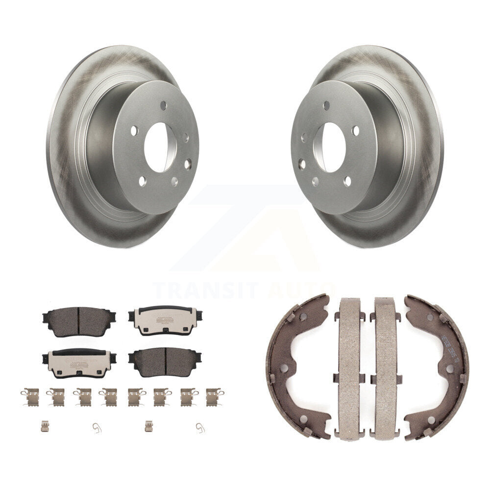 Rear Disc Coated Rotors Ceramic Pads & Parking Brake Shoes Kit For 2019 Nissan Altima AWD KGT-103712