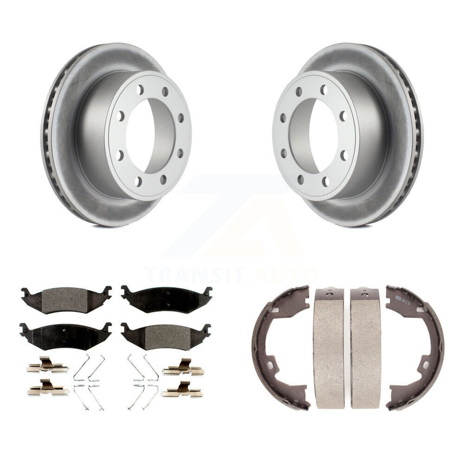 Rear Disc Coated Rotors Ceramic Pads & Parking Shoes Kit For 2007 Ford E-150 To 10 16 06 KGT-103715