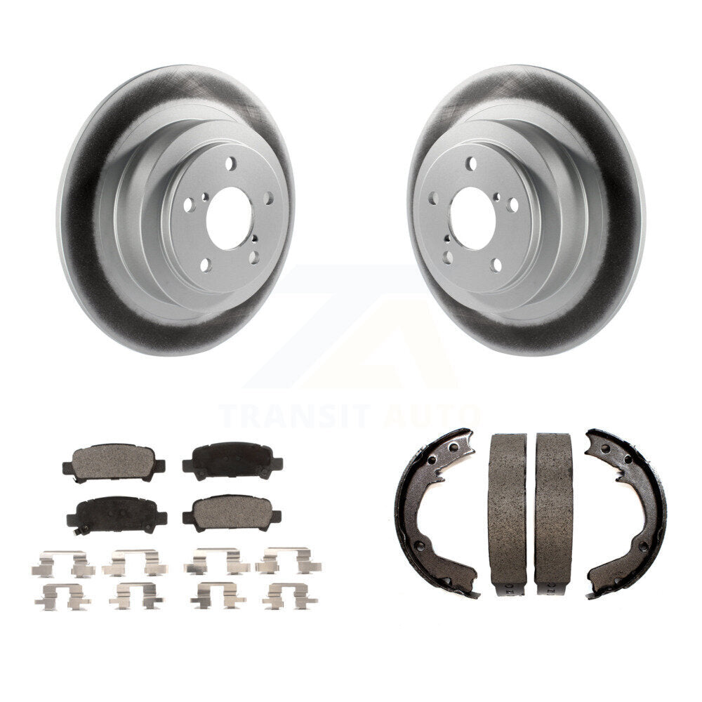 Rear Disc Coated Rotors Ceramic Pads And Parking Brake Shoes Kit For 2000 Subaru Legacy KGT-103721