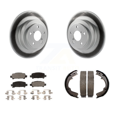 Rear Disc Coated Rotors Ceramic Pads And Parking Brake Shoes Kit For 2000 Subaru Legacy KGT-103721