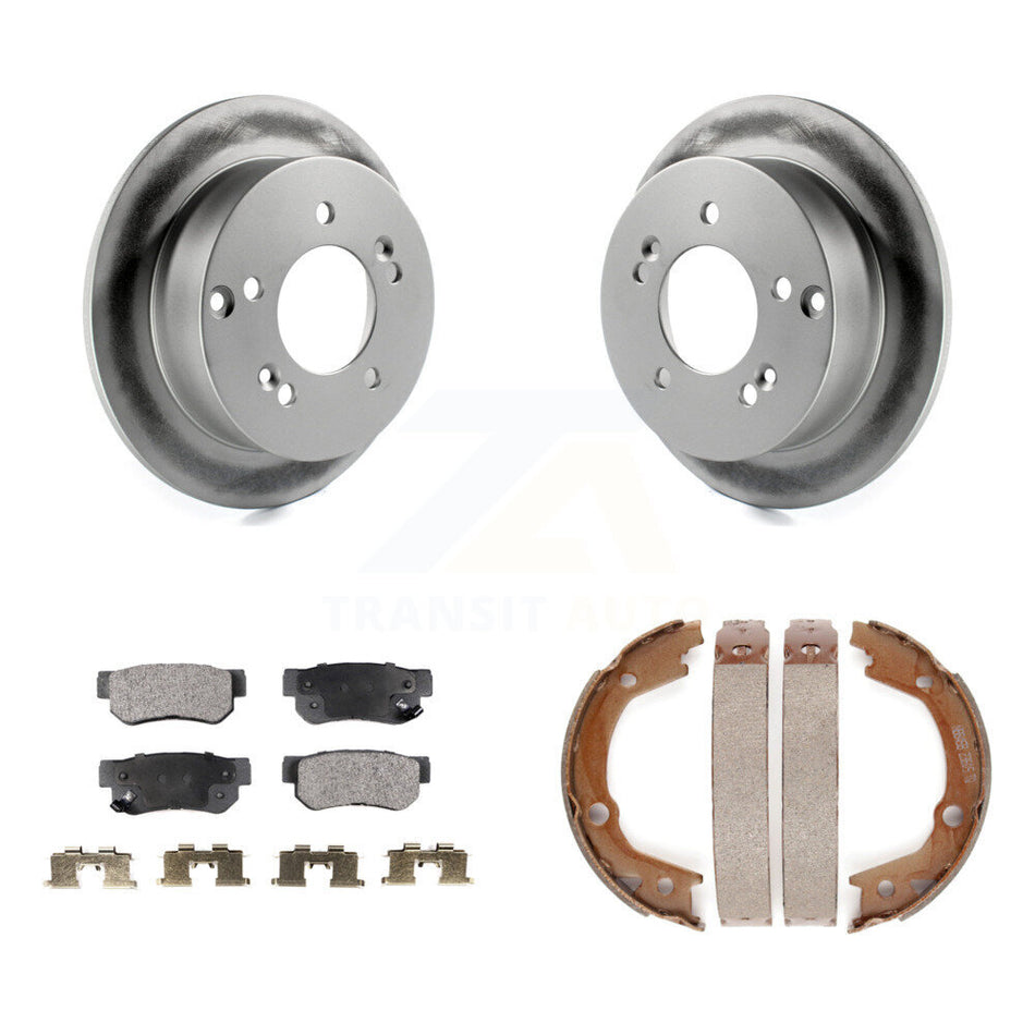 Rear Disc Coated Rotors Ceramic Pads & Parking Shoes Kit For Hyundai Tucson Kia Sportage KGT-103734