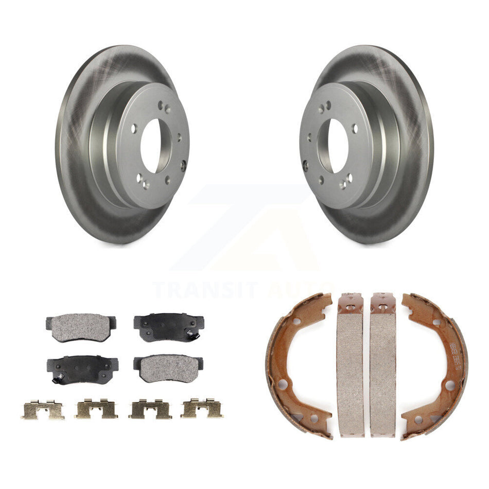Rear Disc Coated Rotors Ceramic Pads And Parking Brake Shoes Kit For Hyundai Sonata 3.3L KGT-103735