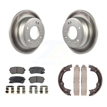 Rear Disc Coated Rotors Ceramic Pads & Parking Brake Shoes Kit For Hyundai Tucson Elantra KGT-103737