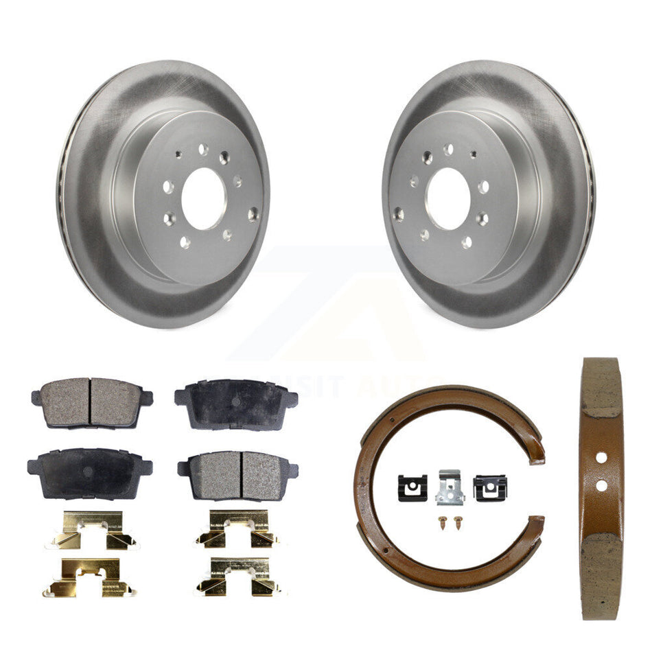 Rear Disc Coated Rotors Ceramic Pads And Parking Brake Shoes Kit For 2007-2012 Mazda CX-9 KGT-103740