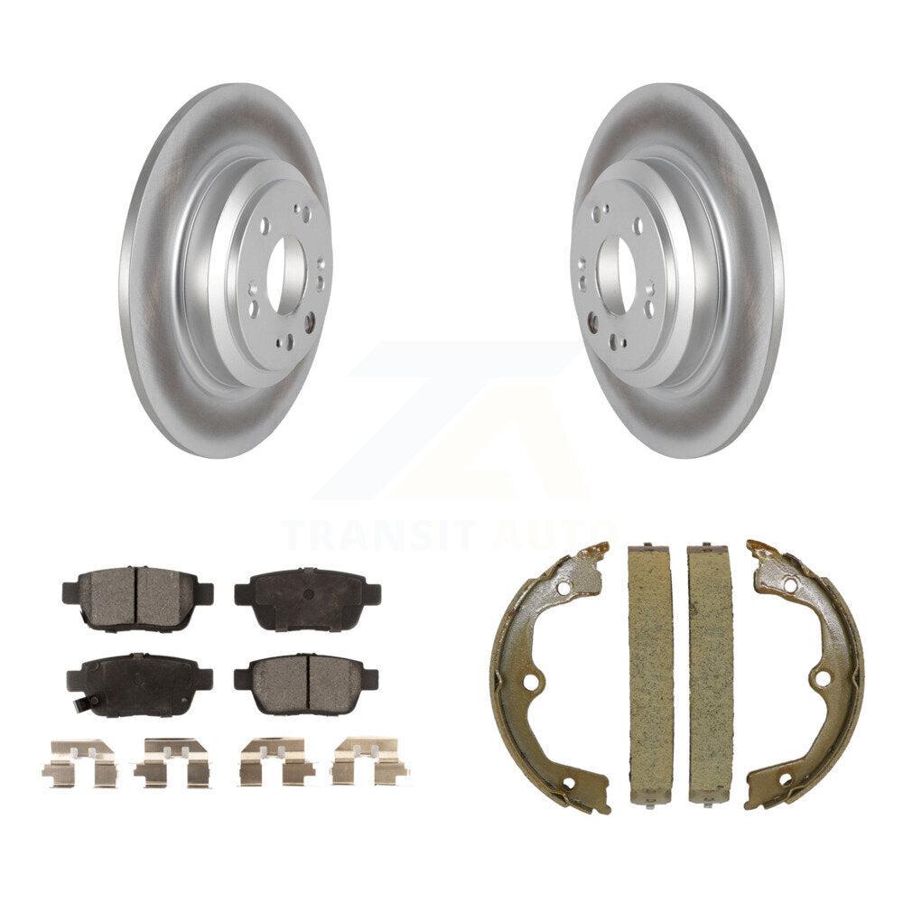 Rear Disc Coated Rotors Ceramic Pads And Parking Brake Shoes Kit For 2009-2014 Acura TL KGT-103747
