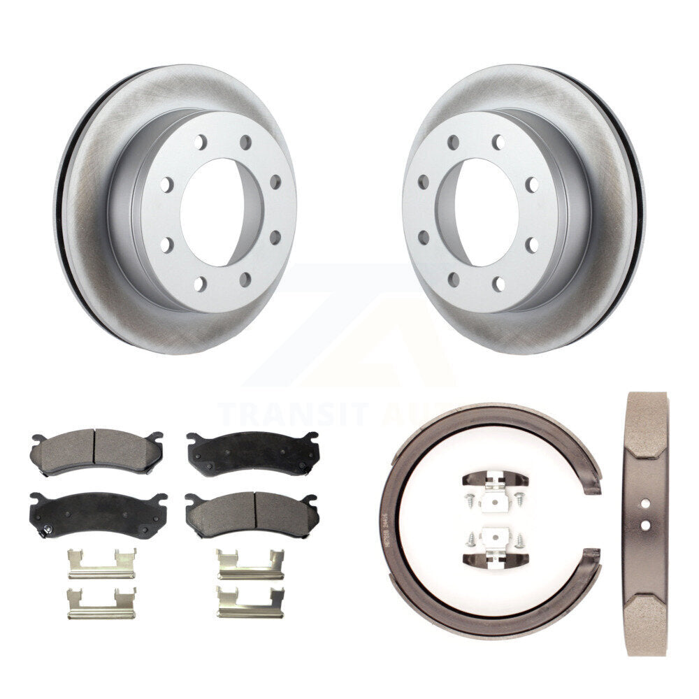 Rear Disc Coated Rotors Ceramic Pads & Parking Shoes Kit For GMC Chevrolet Silverado 1500 KGT-103757