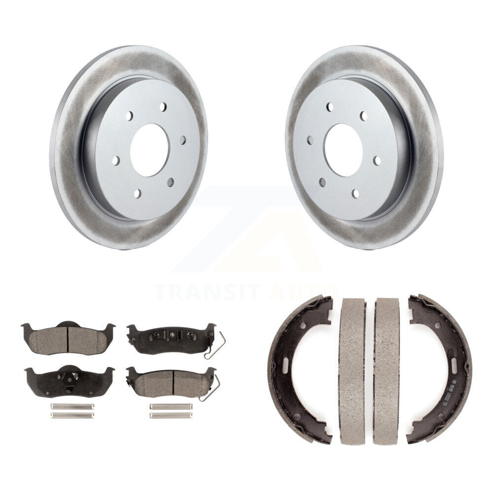 Rear Disc Coated Rotors Ceramic Pads & Parking Shoes Kit For Nissan TITAN Armada INFINITI KGT-103761