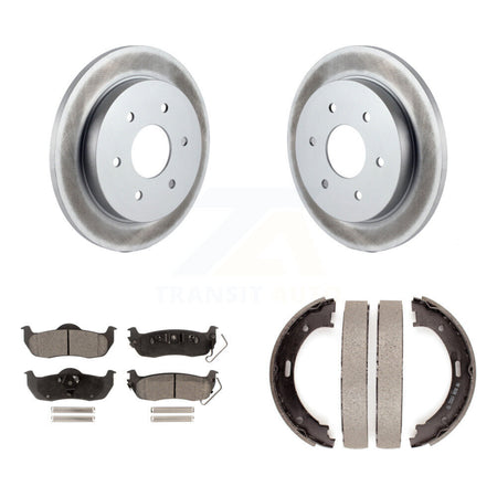Rear Disc Coated Rotors Ceramic Pads & Parking Shoes Kit For Nissan TITAN Armada INFINITI KGT-103761