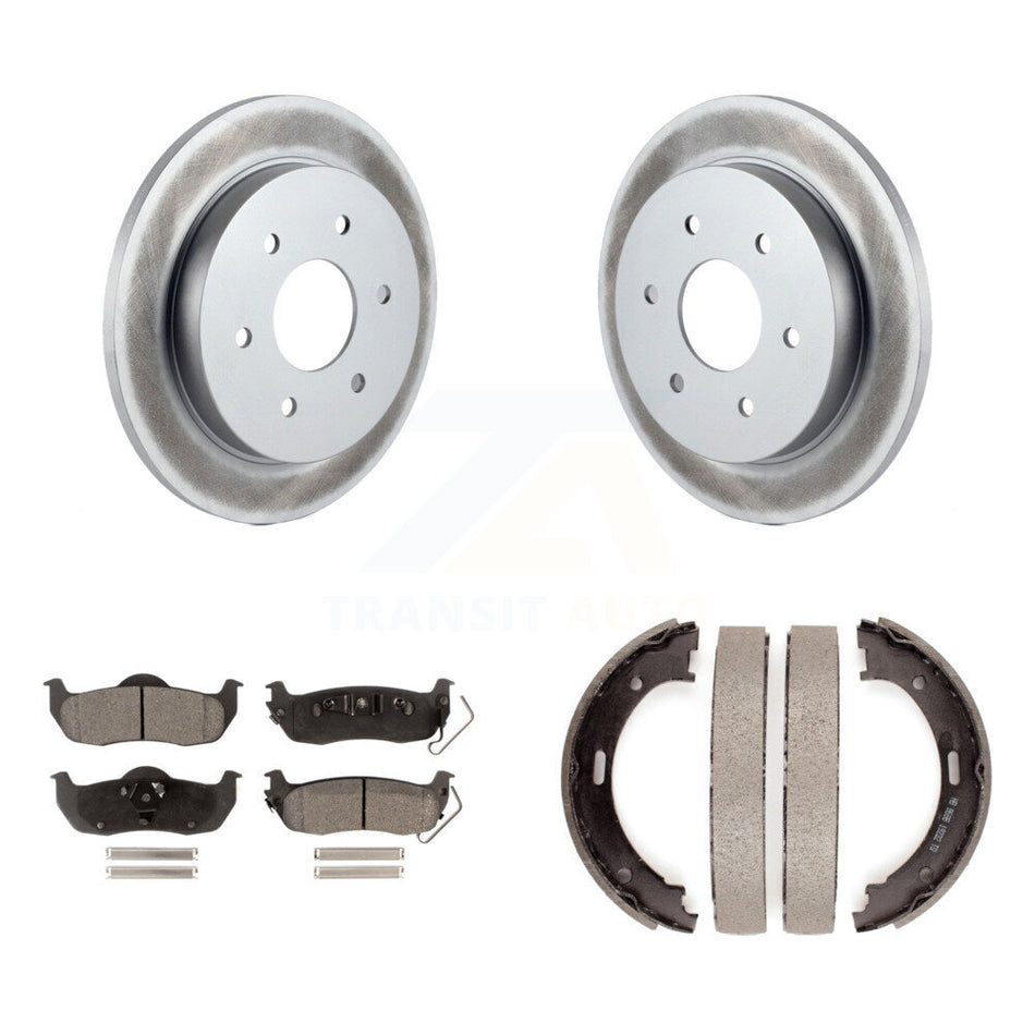 Rear Disc Coated Rotors Ceramic Pads & Parking Shoes Kit For Nissan TITAN Armada INFINITI KGT-103761