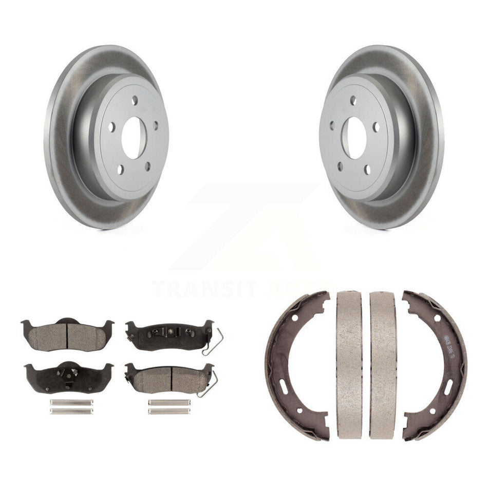 Rear Disc Coated Rotors Ceramic Pads Parking Shoes Kit For Jeep Grand Cherokee Commander KGT-103763