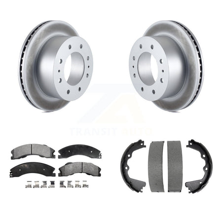 Rear Disc Coated Rotors Ceramic Pads & Parking Shoes Kit For GMC Sierra 2500 HD Chevrolet KGT-103775