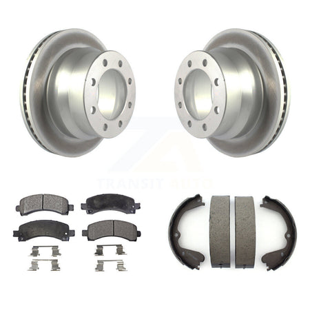 Rear Disc Coated Rotors Ceramic Pads & Parking Brake Shoes Kit For Chevrolet Express 4500 KGT-103778