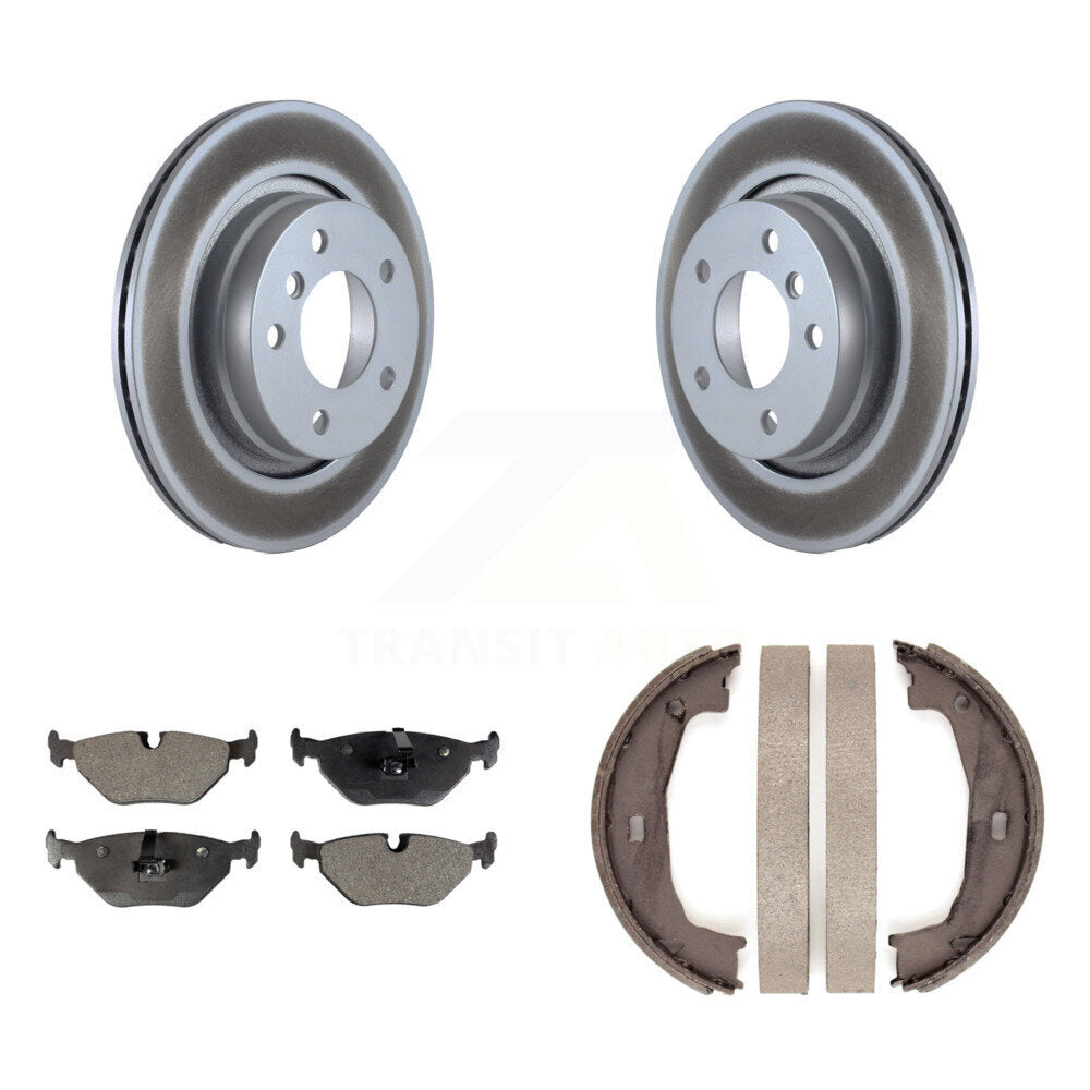 Rear Disc Coated Rotors Ceramic Pads Parking Shoes Kit For BMW 325i 325Ci 323Ci 323i 328i KGT-103779
