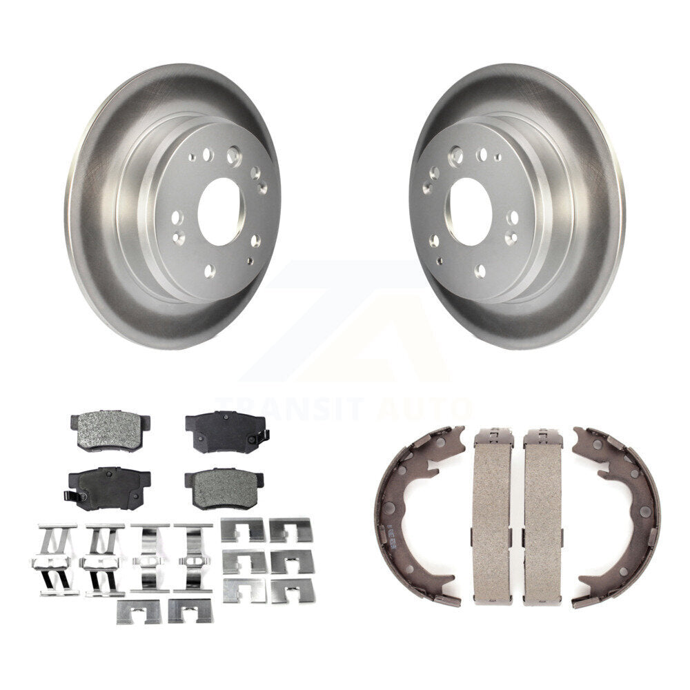 Rear Disc Coated Rotors Ceramic Pads & Parking Brake Shoes Kit For Acura TL Honda Element KGT-103783