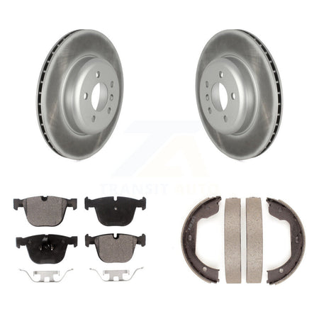 Rear Disc Coated Rotors Ceramic Pads Parking Shoes Kit For BMW 535i GT xDrive 740Li 740i KGT-103785