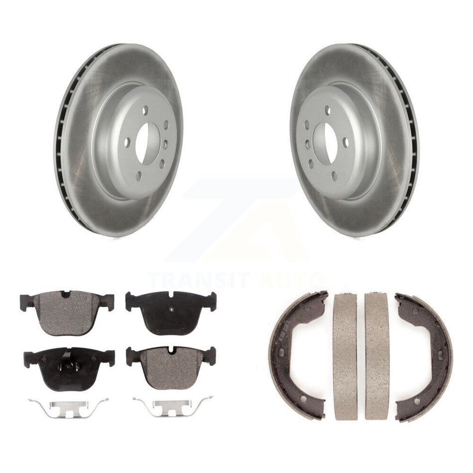 Rear Disc Coated Rotors Ceramic Pads Parking Shoes Kit For BMW 535i GT xDrive 740Li 740i KGT-103785