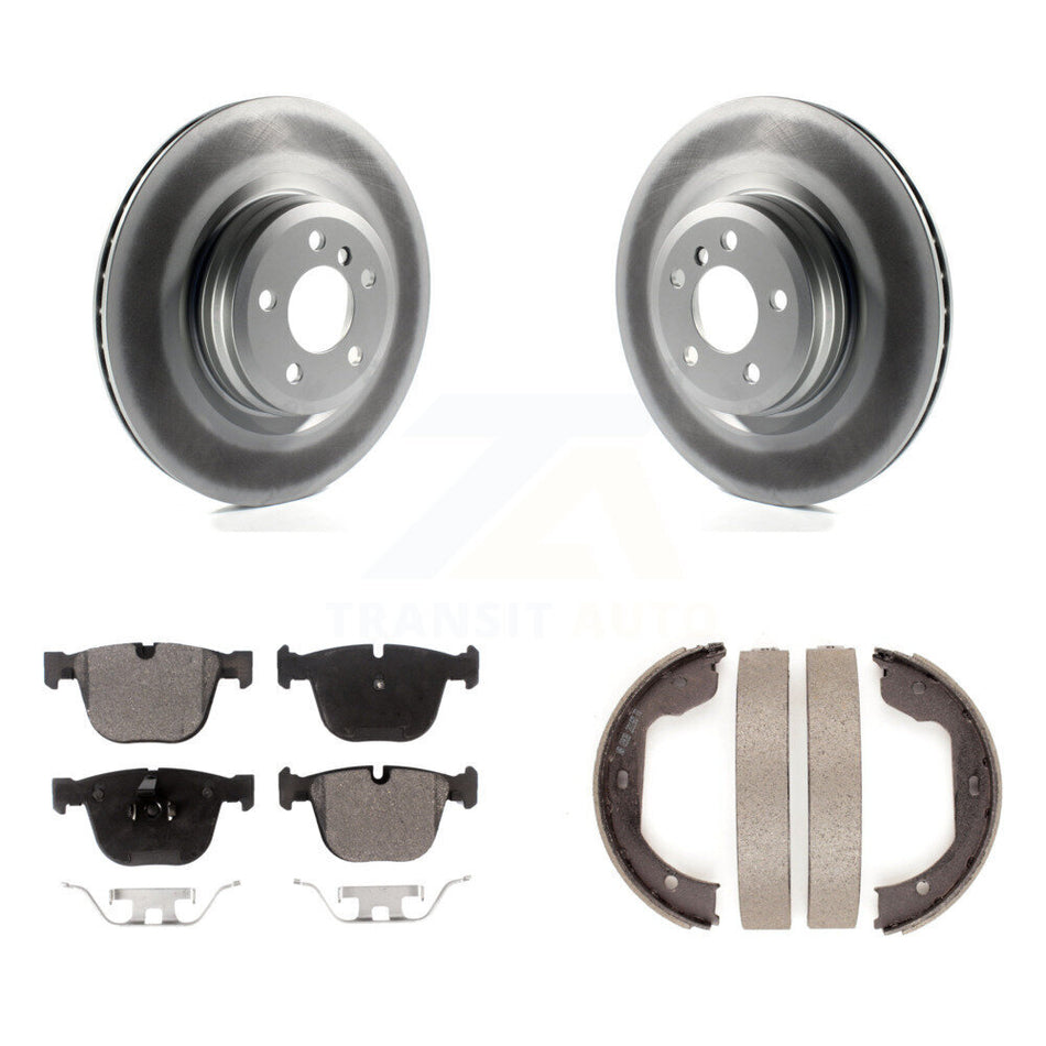 Rear Disc Coated Rotors Ceramic Pads Parking Shoes Kit For BMW 750i xDrive 750Li 550i GT KGT-103786