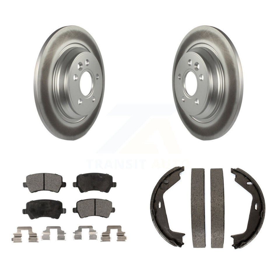 Rear Disc Coated Rotors Ceramic Pads Parking Shoes Kit For Volvo S80 AWD With Solid Rotor KGT-103799