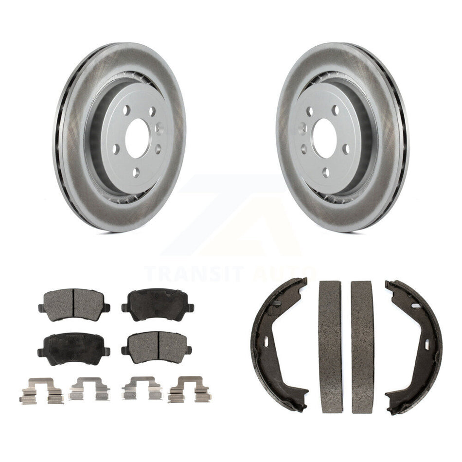 Rear Disc Coated Rotors Ceramic Pads & Parking Shoes Kit For Volvo S80 With Vented Rotor KGT-103800