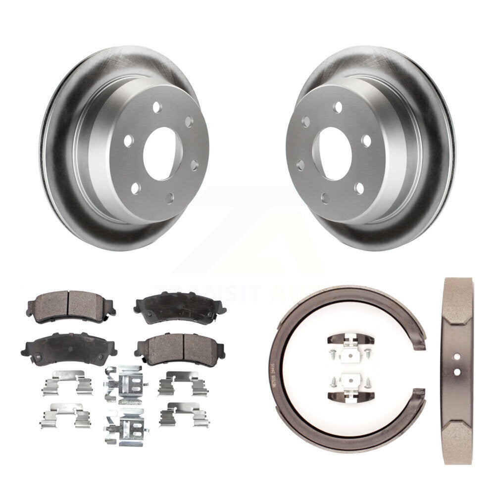 Rear Disc Coated Rotors Ceramic Pads & Parking Shoes Kit For Chevrolet GMC Silverado 1500 KGT-103804