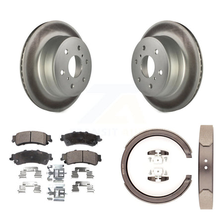 Rear Disc Coated Rotors Ceramic Pads Parking Brake Shoes Kit For GMC Sierra 1500 Classic KGT-103805
