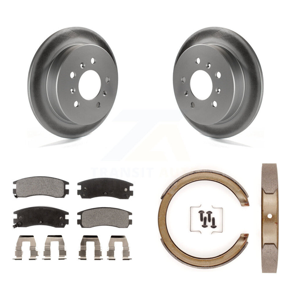 Rear Disc Coated Rotors Ceramic Pads Parking Shoes Kit For Chevrolet Impala Pontiac Grand KGT-103812