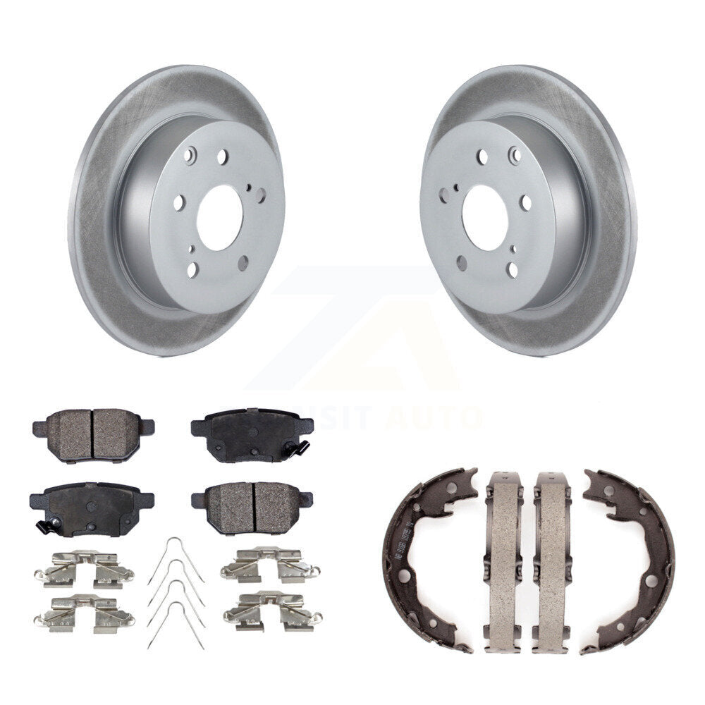 Rear Disc Coated Rotors Ceramic Pads & Parking Brake Shoes Kit For 2010 Toyota Matrix XRS KGT-103817