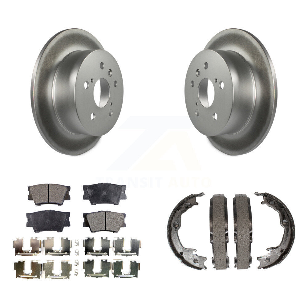 Rear Disc Coated Rotors Ceramic Pads Parking Brake Shoes Kit For Toyota Camry Lexus ES350 KGT-103819