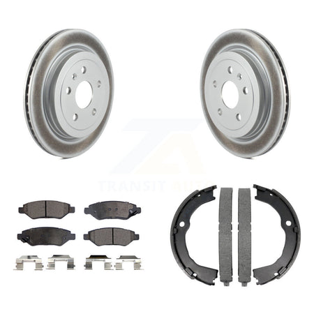 Rear Disc Coated Rotors Ceramic Pads Parking Shoes Kit For Chevrolet Camaro Cadillac CTS KGT-103823