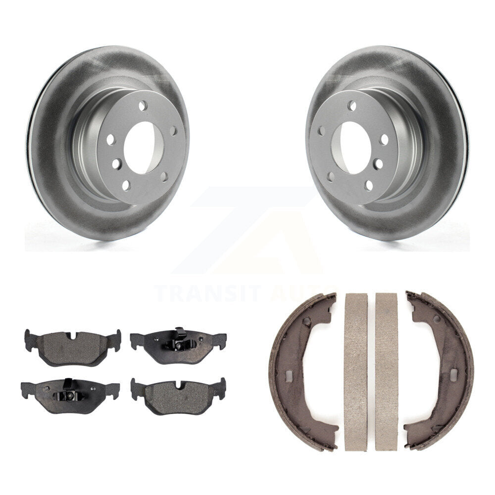 Rear Disc Coated Rotors Ceramic Pads And Parking Brake Shoes Kit For 2008-2013 BMW 128i KGT-103825