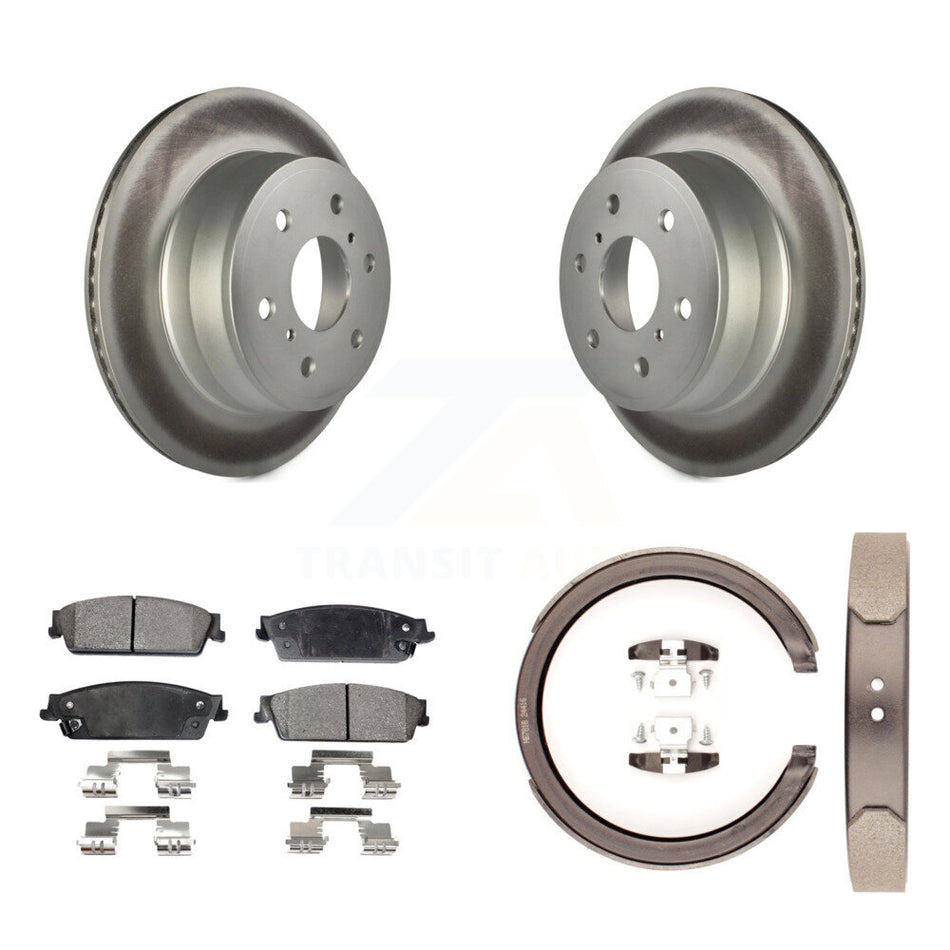 Rear Disc Coated Rotors Ceramic Pads & Parking Shoes Kit For Chevrolet GMC Sierra 1500 XL KGT-103828