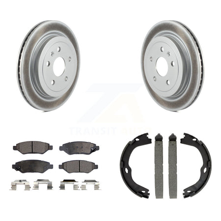 Rear Disc Coated Rotors Ceramic Pads And Parking Brake Shoes Kit For Cadillac CTS KGT-103832