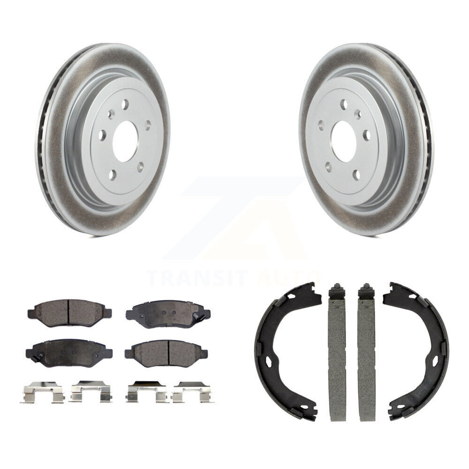Rear Disc Coated Rotors Ceramic Pads And Parking Brake Shoes Kit For Cadillac CTS KGT-103832