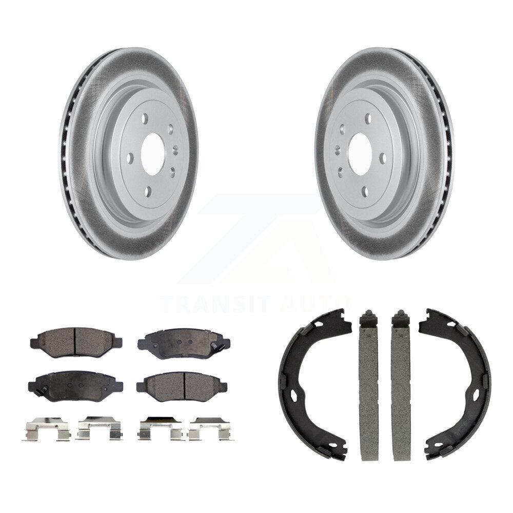 Rear Disc Coated Rotors Ceramic Pads And Parking Brake Shoes Kit For Cadillac CTS KGT-103833